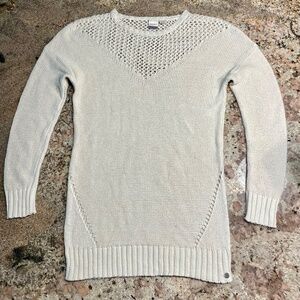 Roxy Ivory Crochet Knit Pullover Sweater Tunic Small Like New